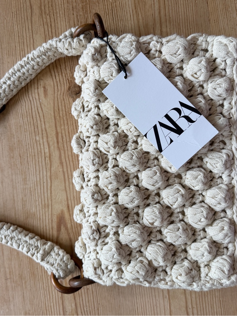 Zara Cream Crochet Shoulder Bag